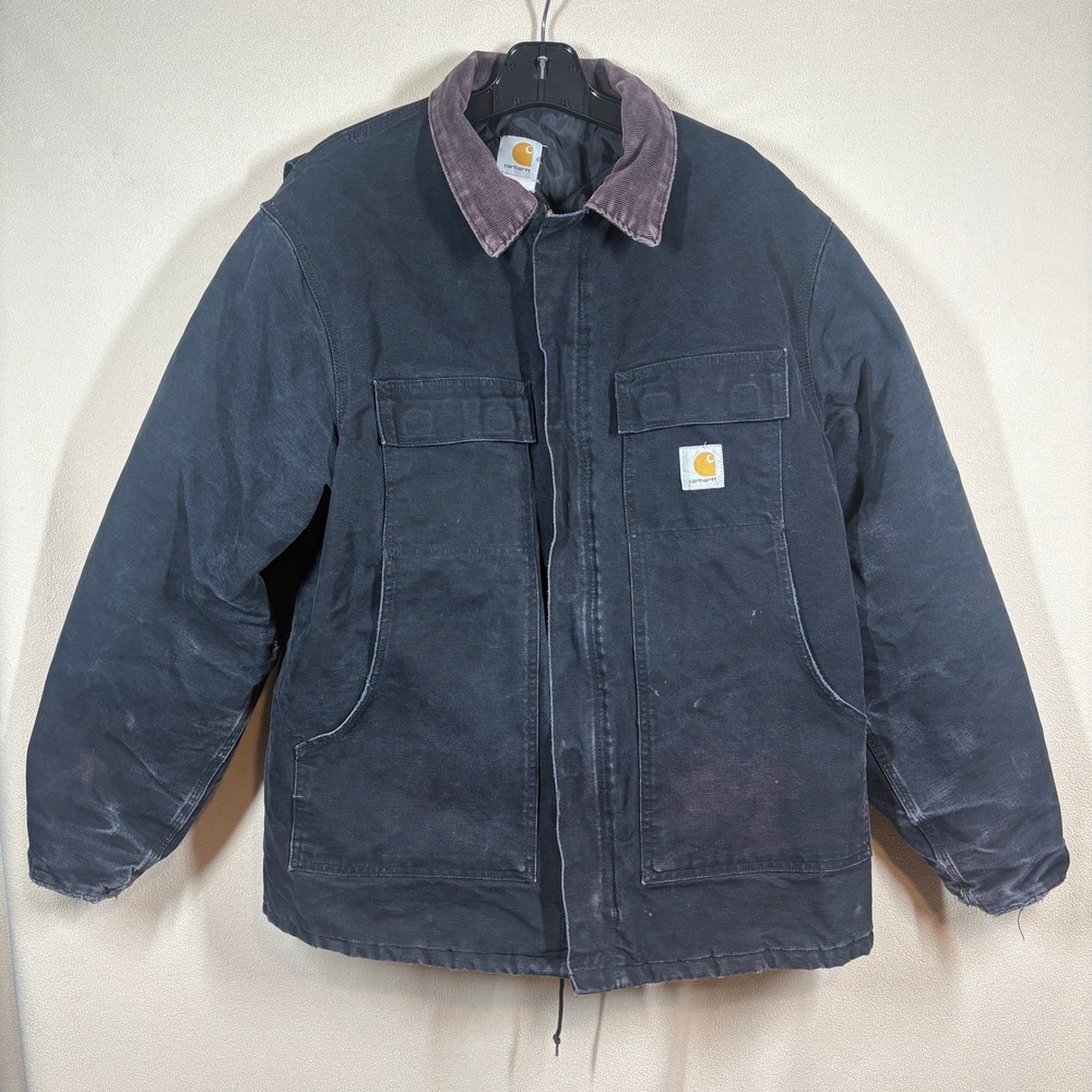 Vtg Carhartt Mens 48 Traditional Duck Coat Black Quilted‎ Lining Street/Workwear